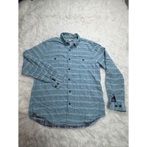 Carbon 2 Cobalt Button Up Mens Shirt Medium Blue Cloud Flannel Reverse Patchwork